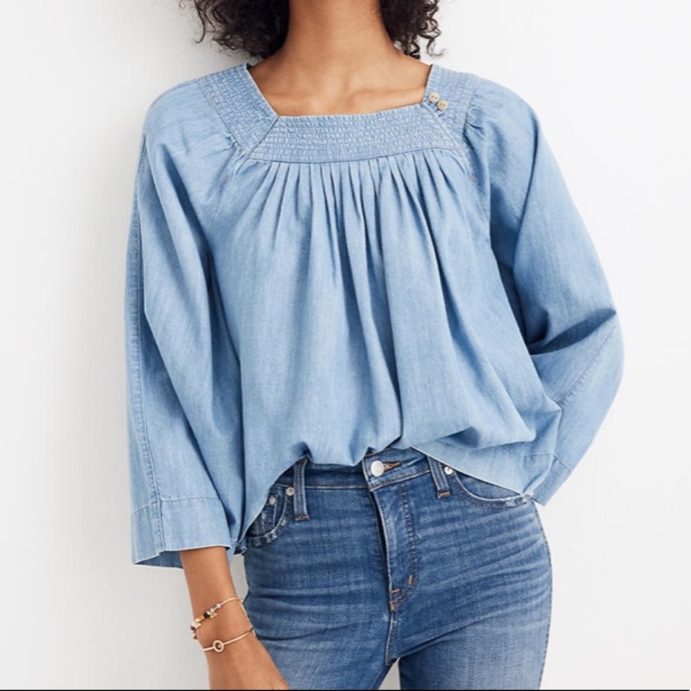 Madewell Denim Square-Neck Top